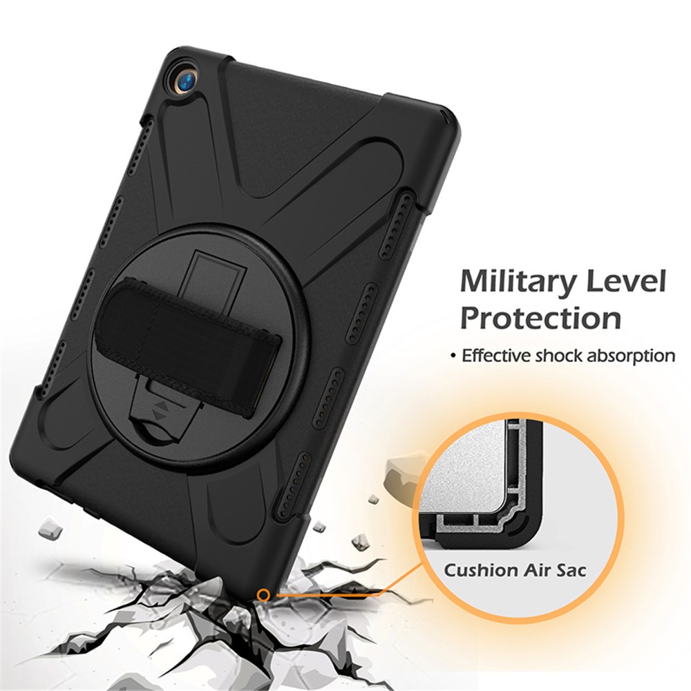 360 Degrés Pivotant Béquille PC + Cas Combo De Silicone Avec La Courroie De Support De La Main Et La Fente De La Plume Pour Huawei MediaPad M5 10 (10,8" ) / M5 (pro) 10,8" - Noir-14