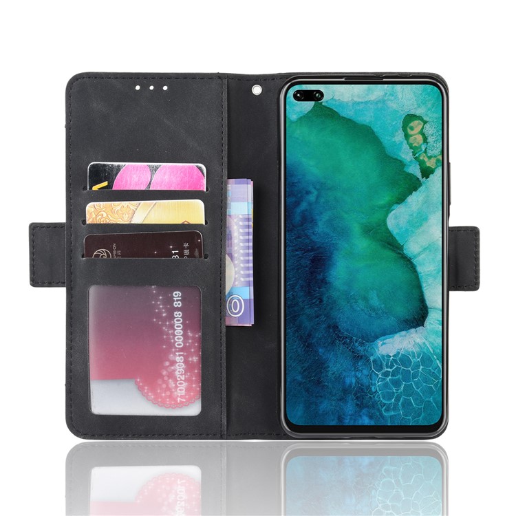 Leather Wallet Cover with Multiple Card Slots for Huawei Honor View 30/View 30 Pro - Black-4