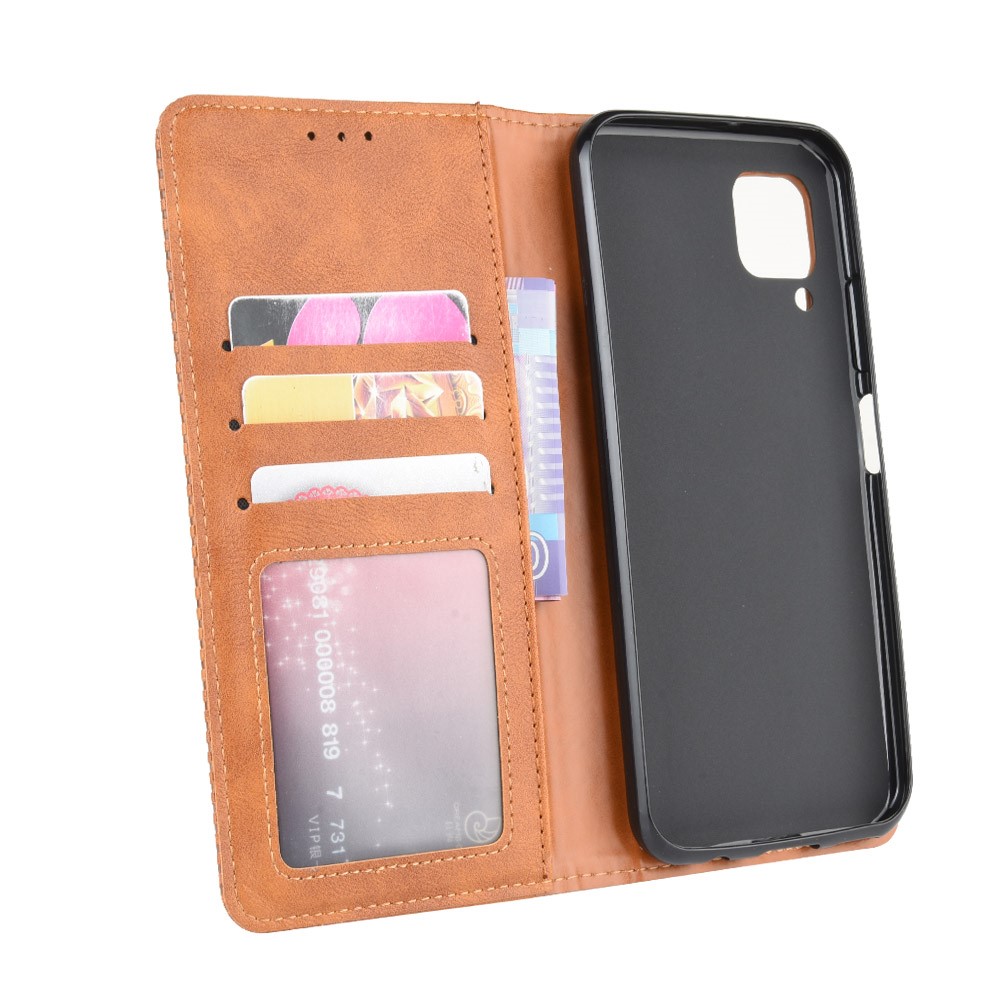 Caso Del Soporte De La Carpeta De Cuero De Estilo Vintage Para Huawei Nova 6 SE - Marrón-4