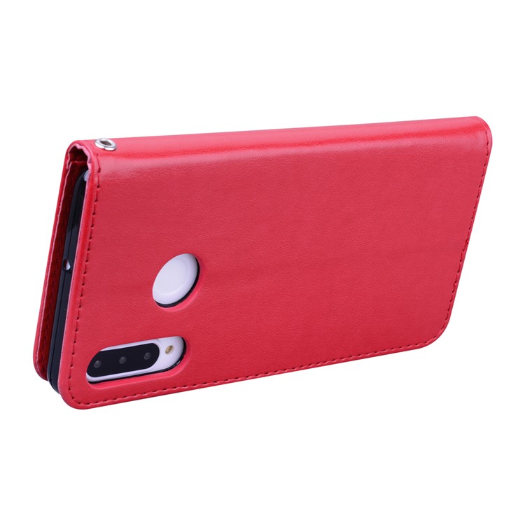 Imprinted Rose Flower Pattern Leather Wallet Phone Casing for Huawei P30 Lite - Red-4