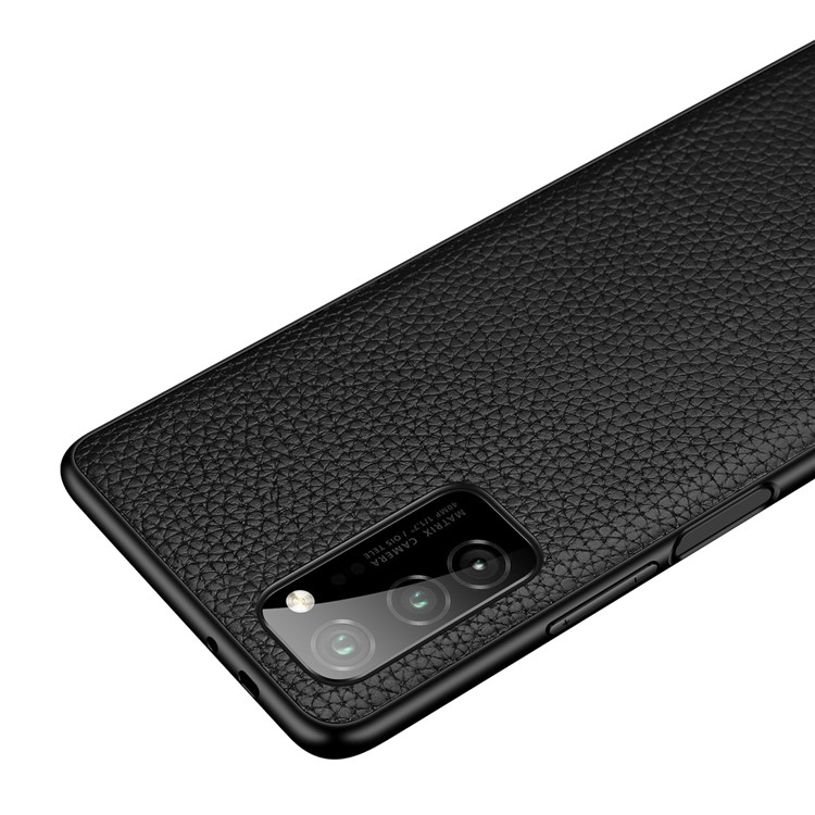 Litchi Texture Genuine Leather Phone Case for Huawei Honor View 30 Pro/V30 Pro - Black-3