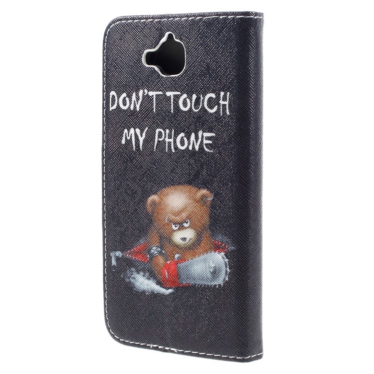Patterned Flip Leather Wallet Stand Cover for Huawei Y6 Pro / Enjoy 5 - Do Not Touch My Phone and Cool Bear-2