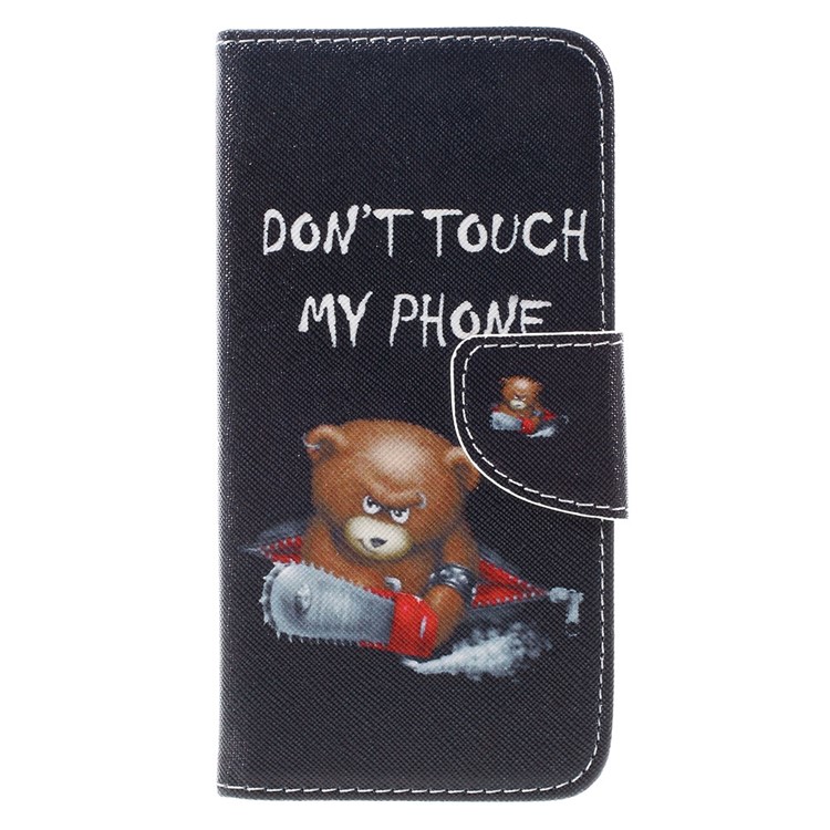 Patterned Flip Leather Wallet Stand Cover for Huawei Y6 Pro / Enjoy 5 - Do Not Touch My Phone and Cool Bear-3