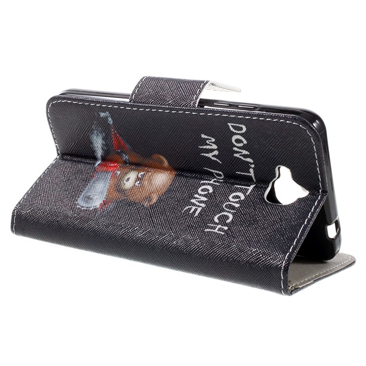 Patterned Flip Leather Wallet Stand Cover for Huawei Y6 Pro / Enjoy 5 - Do Not Touch My Phone and Cool Bear-7