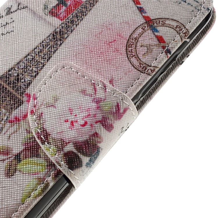 Patterned Stand Leather Wallet Shell for Huawei Y6 Pro / Enjoy 5 - Eiffel Tower-4