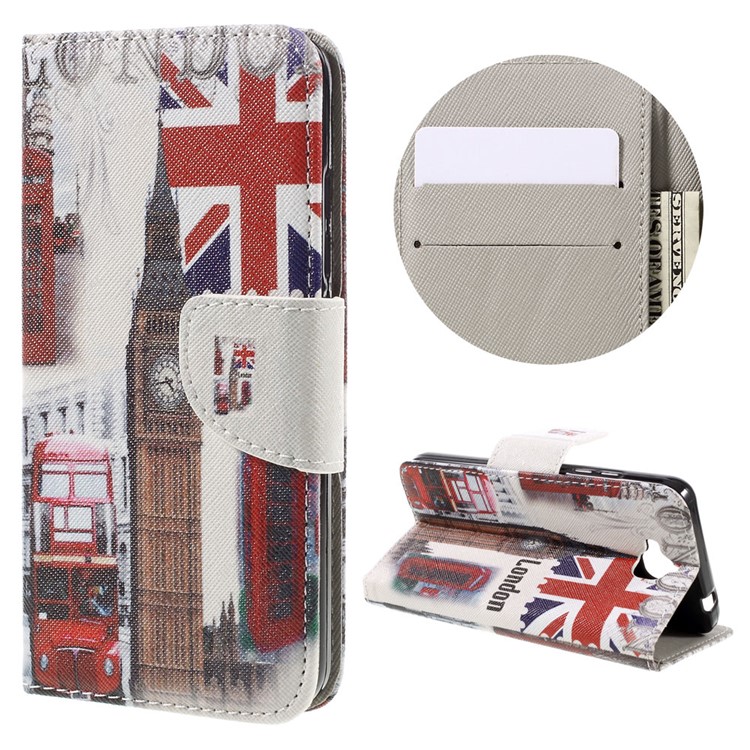 Illustration Leather Wallet Stand Case for Huawei Y6 Pro / Enjoy 5 - London Elements-1