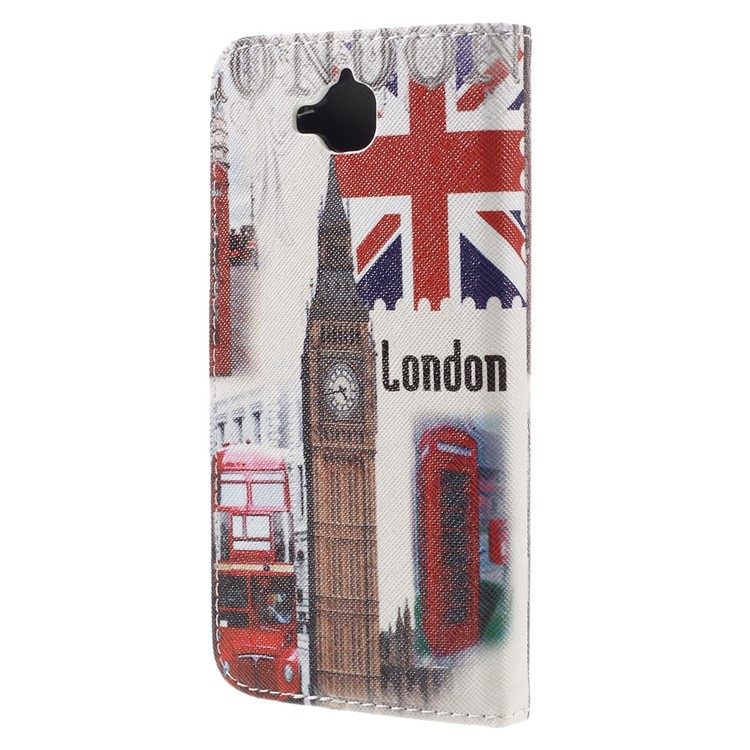 Illustration Leather Wallet Stand Case for Huawei Y6 Pro / Enjoy 5 - London Elements-2
