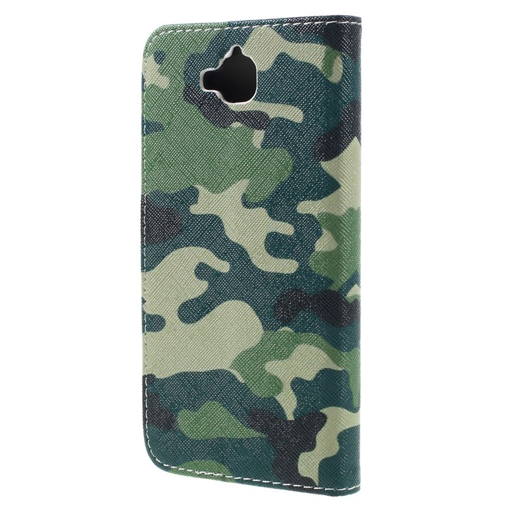 Illustration Leather Folio Protective Cover for Huawei Y6 Pro / Enjoy 5 - Camouflage Pattern-2