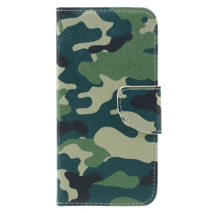 Illustration Leather Folio Protective Cover for Huawei Y6 Pro / Enjoy 5 - Camouflage Pattern-3