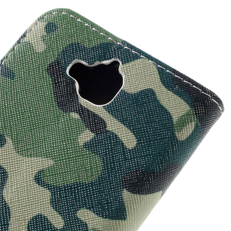 Illustration Leather Folio Protective Cover for Huawei Y6 Pro / Enjoy 5 - Camouflage Pattern-5