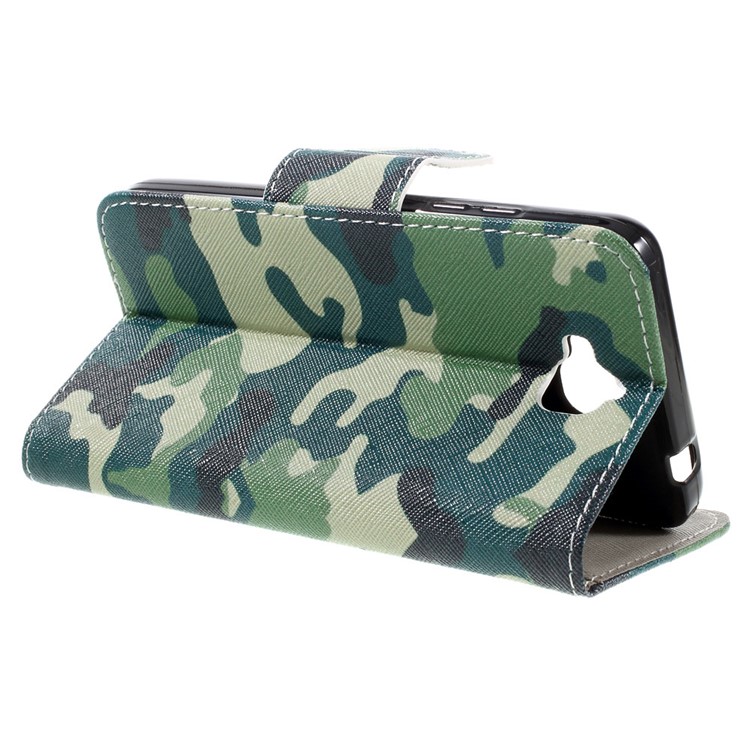Illustration Leather Folio Protective Cover for Huawei Y6 Pro / Enjoy 5 - Camouflage Pattern-7