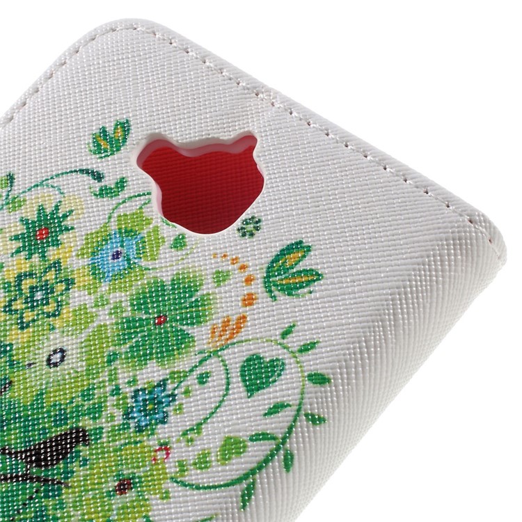 Pattern Printing Leather Wallet Stand Shell for Huawei Y6 Pro / Enjoy 5 - Green Flowers Tree and Bird-5