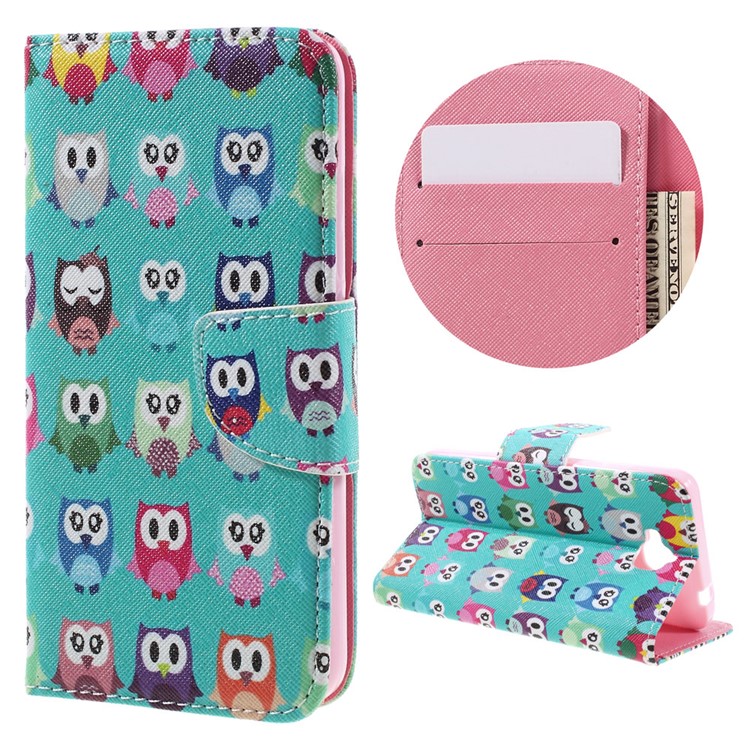 Pattern Printing Leather Flip Phone Case for Huawei Y6 Pro / Enjoy 5 - Adorable Owls-1