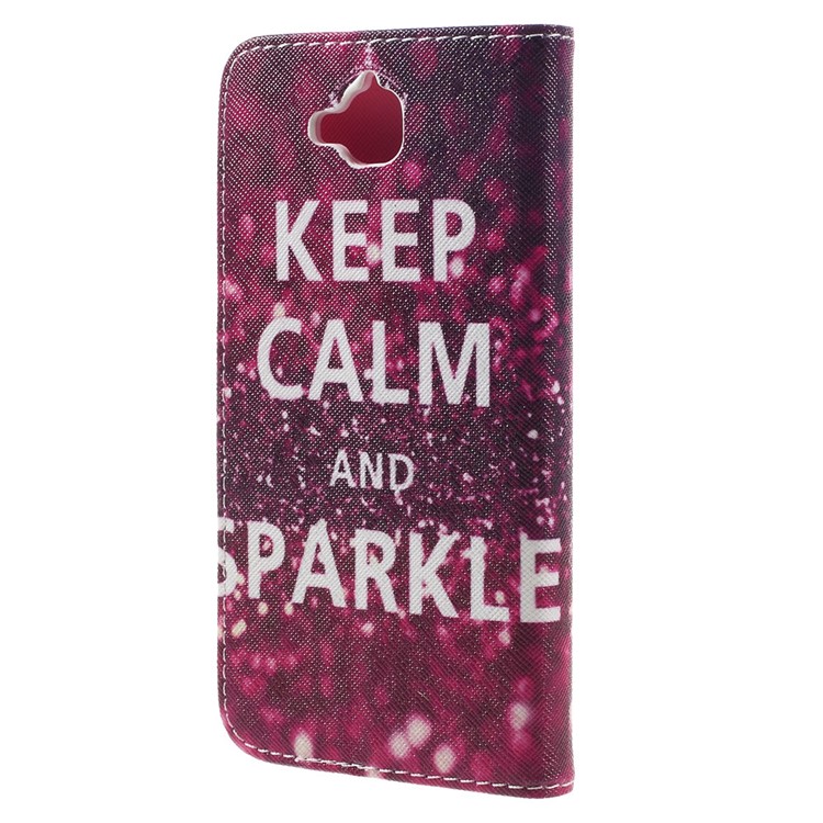 Patterned Wallet Stand Leather Protective Shell for Huawei Y6 Pro / Enjoy 5 - Keep Calm and Sparkle-2