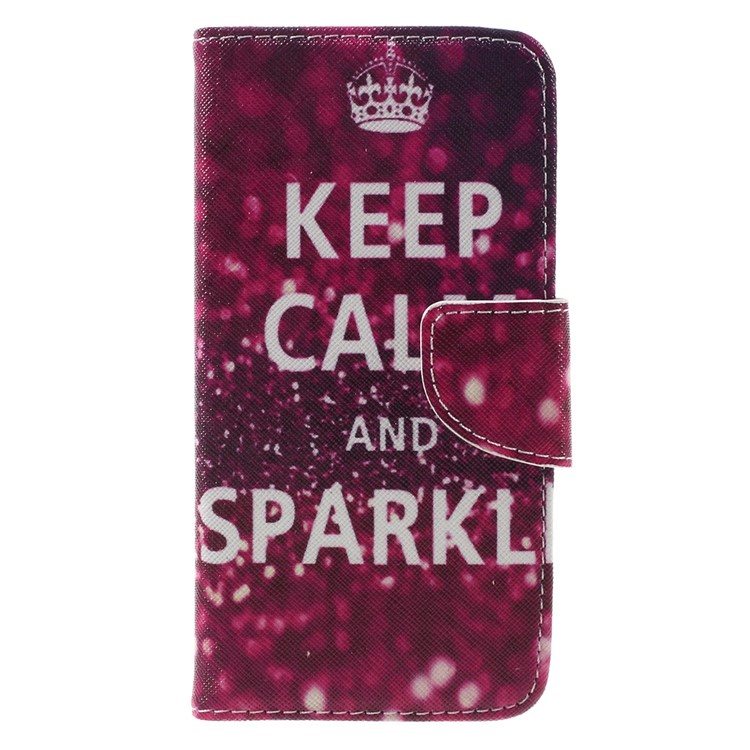 Patterned Wallet Stand Leather Protective Shell for Huawei Y6 Pro / Enjoy 5 - Keep Calm and Sparkle-3
