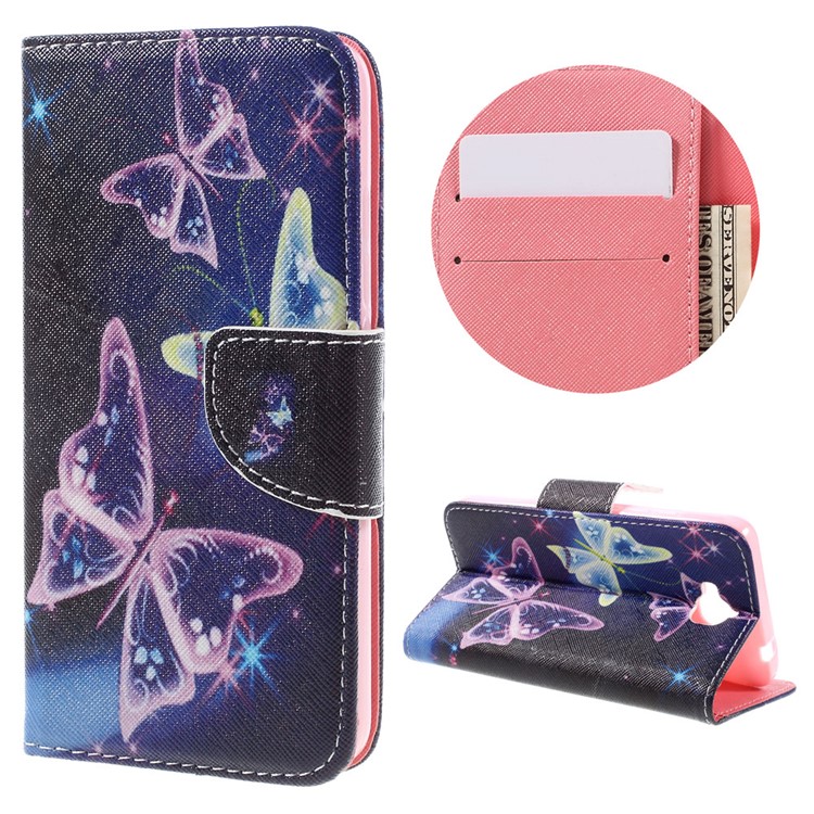 Diary Style PU Leather Wallet Stand Case for Huawei Y6 Pro / Enjoy 5 - Translucent Butterfly-1