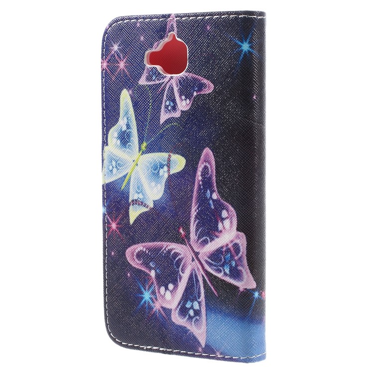 Diary Style PU Leather Wallet Stand Case for Huawei Y6 Pro / Enjoy 5 - Translucent Butterfly-2