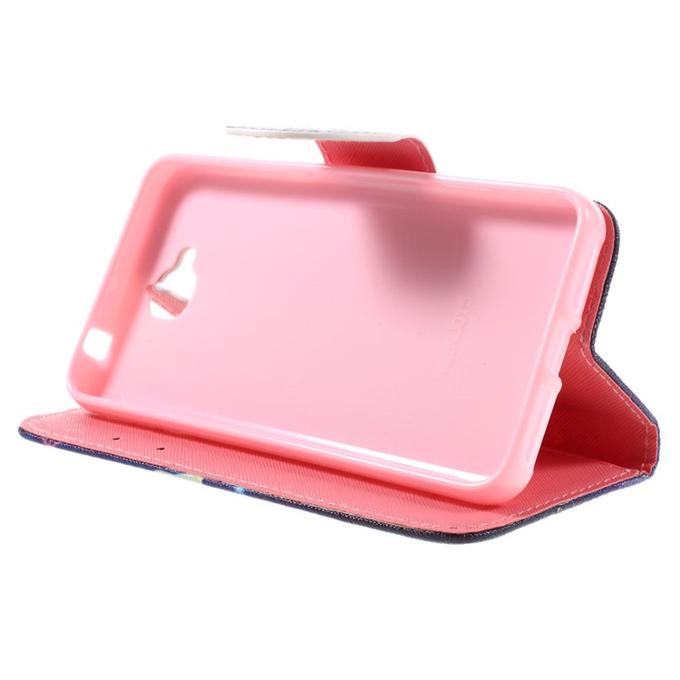 Diary Style PU Leather Wallet Stand Case for Huawei Y6 Pro / Enjoy 5 - Translucent Butterfly-6