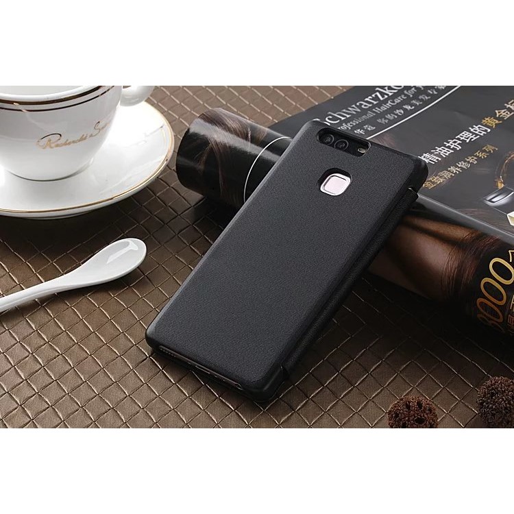 Ultra Slim Leather Flip Case for Huawei P9 - Black-2