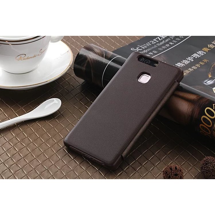 Ultra Slim Leather Flip Cover for Huawei P9 - Coffee-2