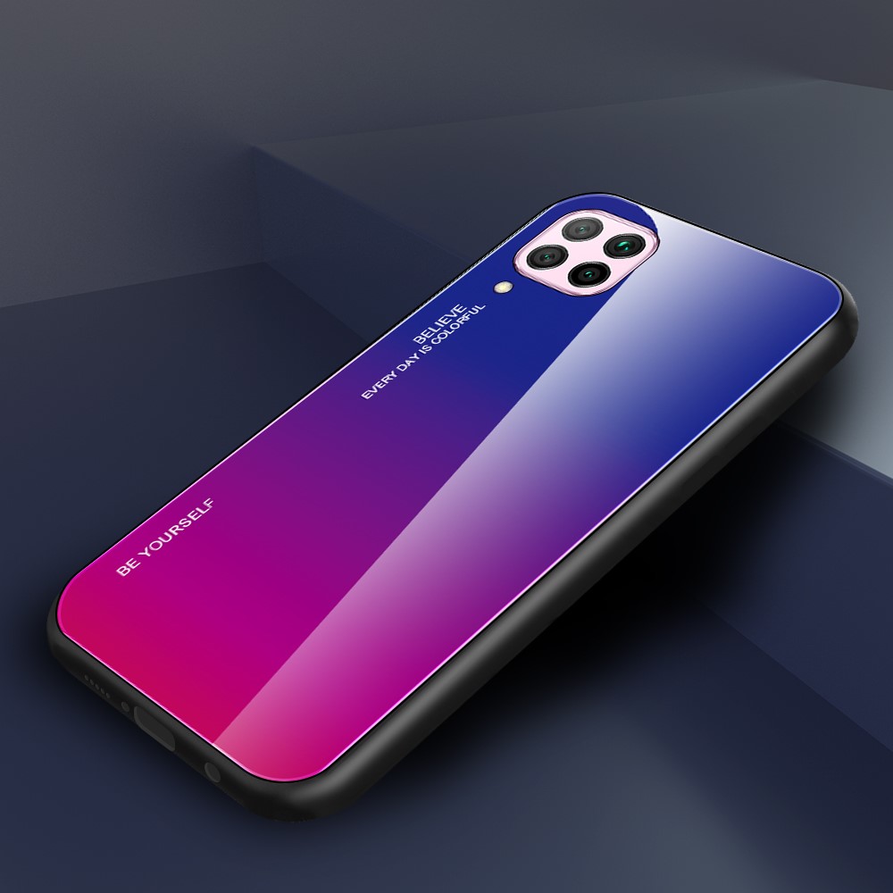 Gradient Color Tempered Glass + PC + TPU Combo Case Shell for Huawei P40 lite/nova 7i/nova 6 SE - Blue/Rose