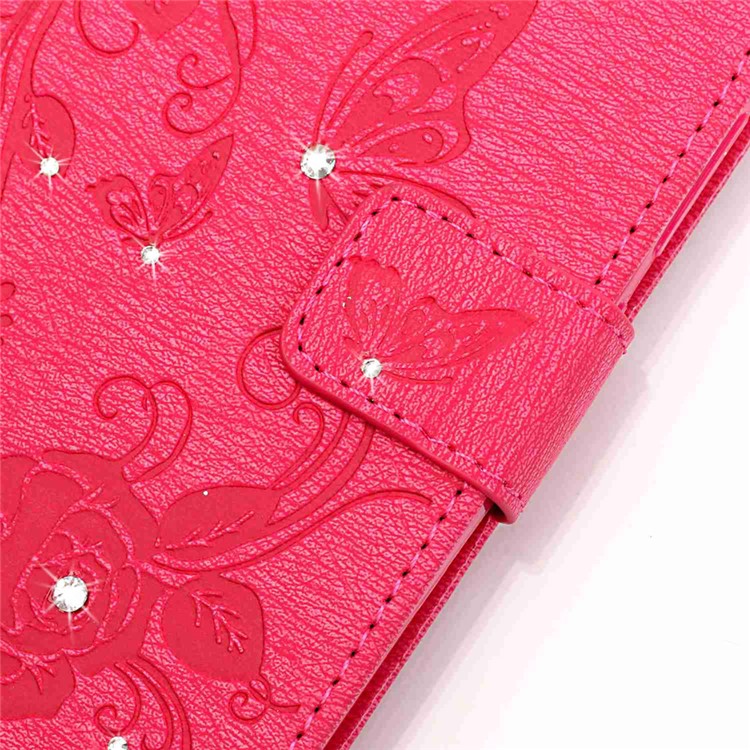 Butterfly Flower Rhinestones Leather Flip Case for Huawei P9 Lite/G9 Lite - Rose-4