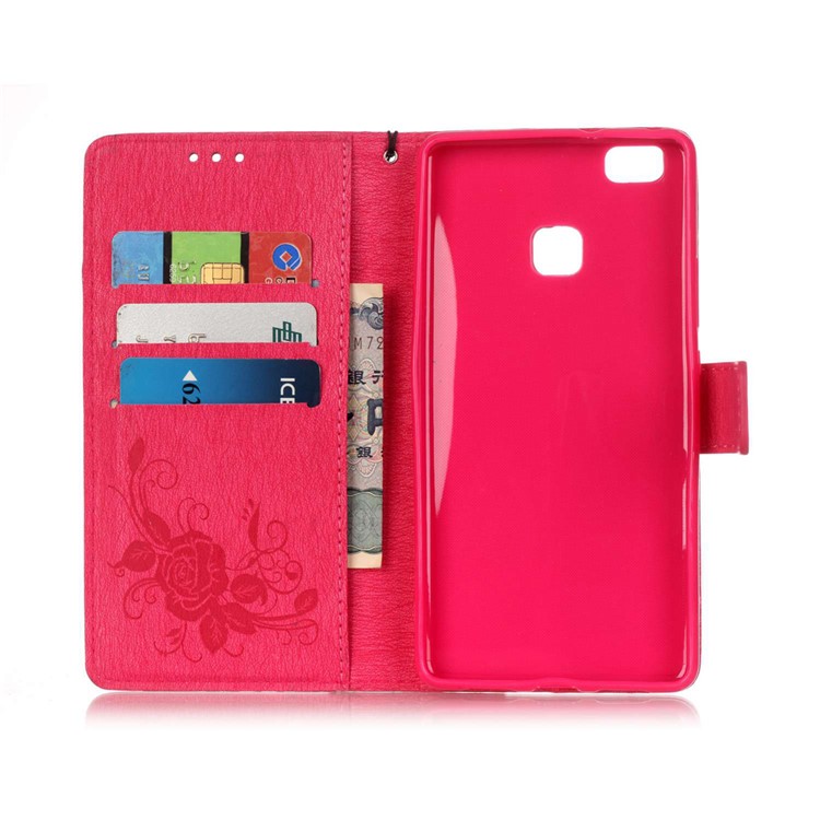 Butterfly Flower Rhinestones Leather Flip Case for Huawei P9 Lite/G9 Lite - Rose-5