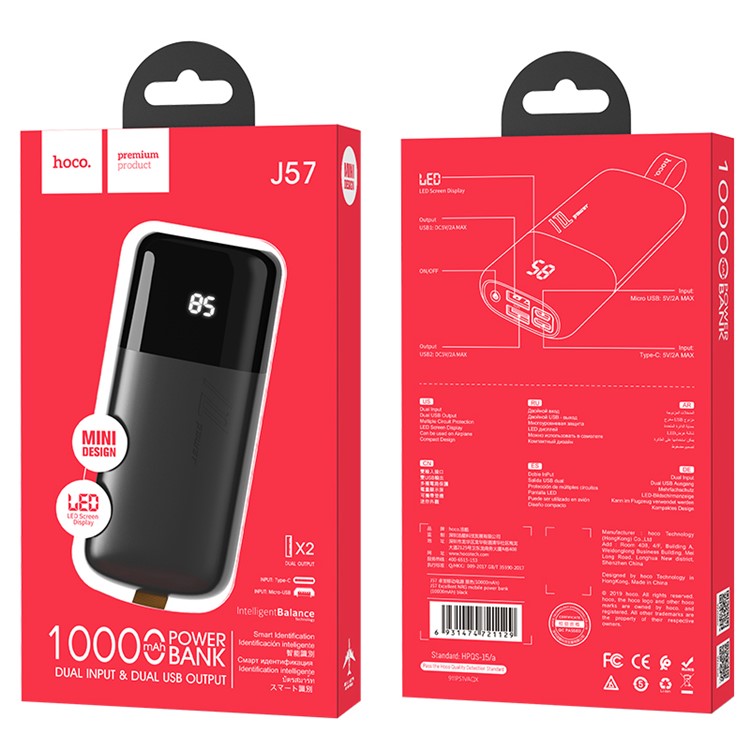 HOCO J57 Excellent NRG 10000mAh Mobile Power Bank - Black-5