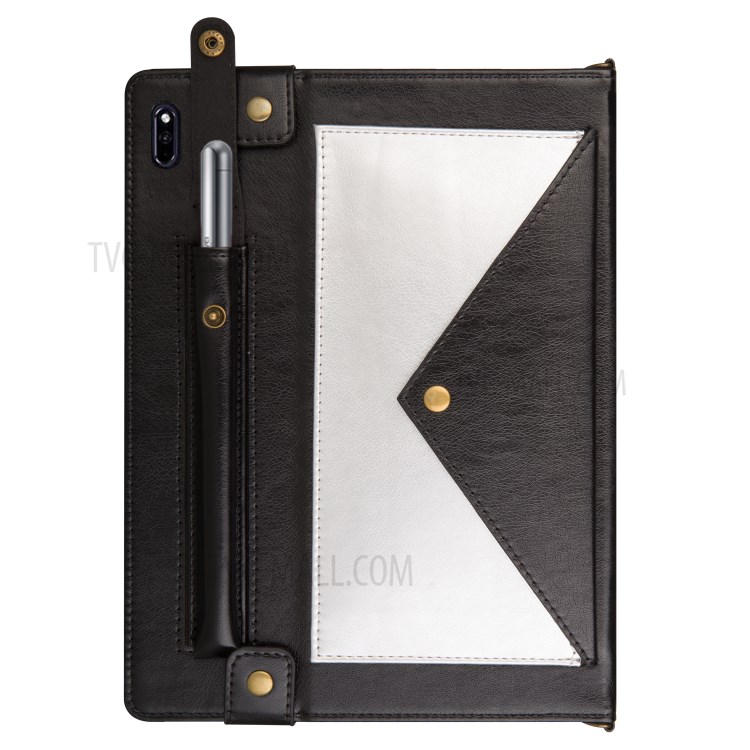 Color Splicing Envelop Style Wallet Leather Flip Case with Pen Pouch for Huawei MatePad Pro - Silver-3