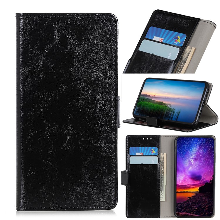 Crazy Horse Surface Wallet Leather Shell for Huawei P40 - Black-1