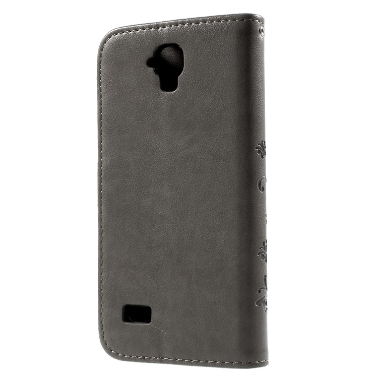 Floral Pattern Leather Wallet Flip Cover with Hand Strap for Huawei Y5 Y560 - Grey-2