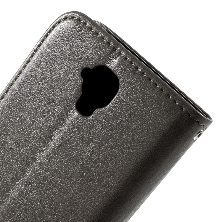 Floral Pattern Leather Wallet Flip Cover with Hand Strap for Huawei Y5 Y560 - Grey-5