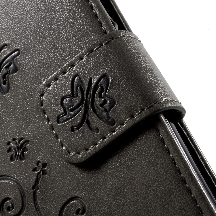 Floral Pattern Leather Wallet Flip Cover with Hand Strap for Huawei Y5 Y560 - Grey-6