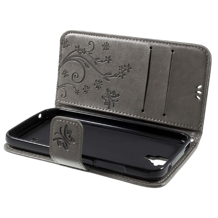 Floral Pattern Leather Wallet Flip Cover with Hand Strap for Huawei Y5 Y560 - Grey-8
