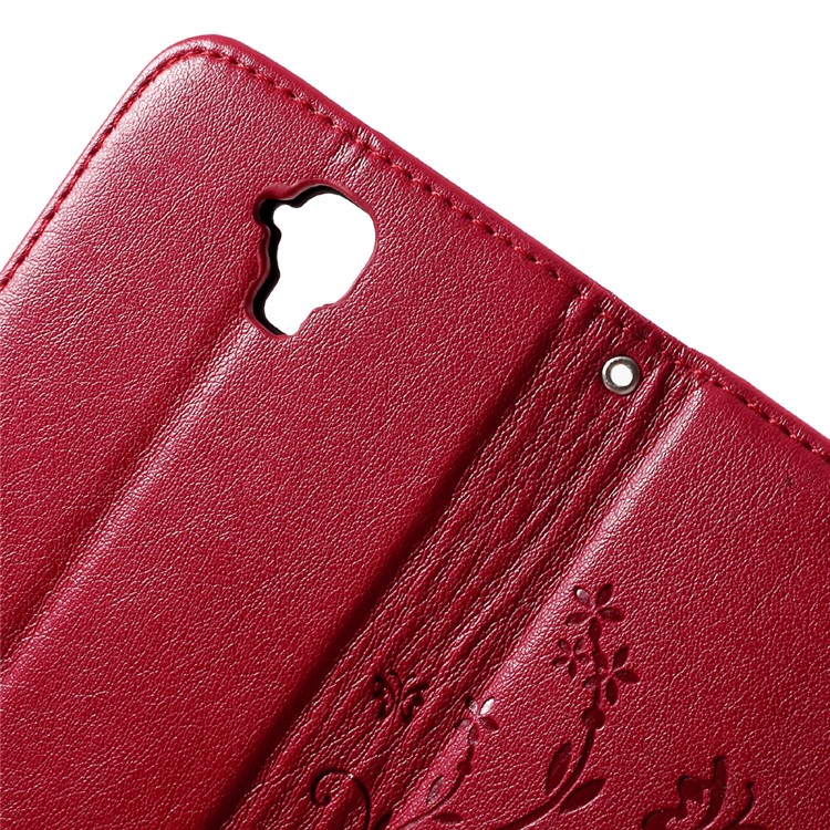 Floral Pattern Leather Case Stand Card Holder for Huawei Y5 Y560 - Rose-6