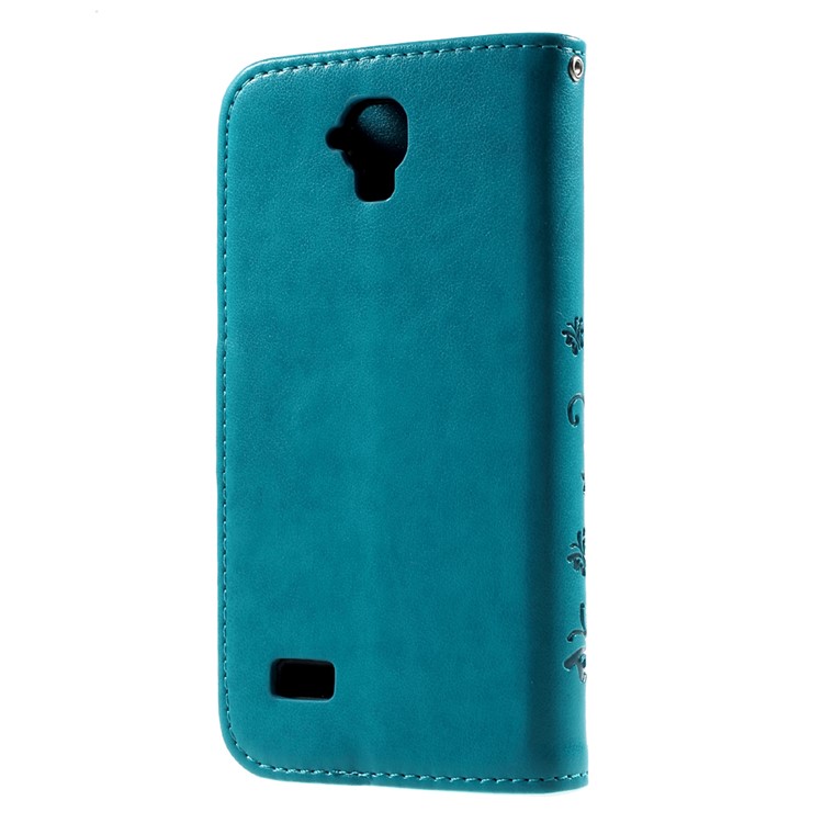 Floral Pattern Leather Wallet Card Slot Cover for Huawei Y5 Y560 - Blue-2