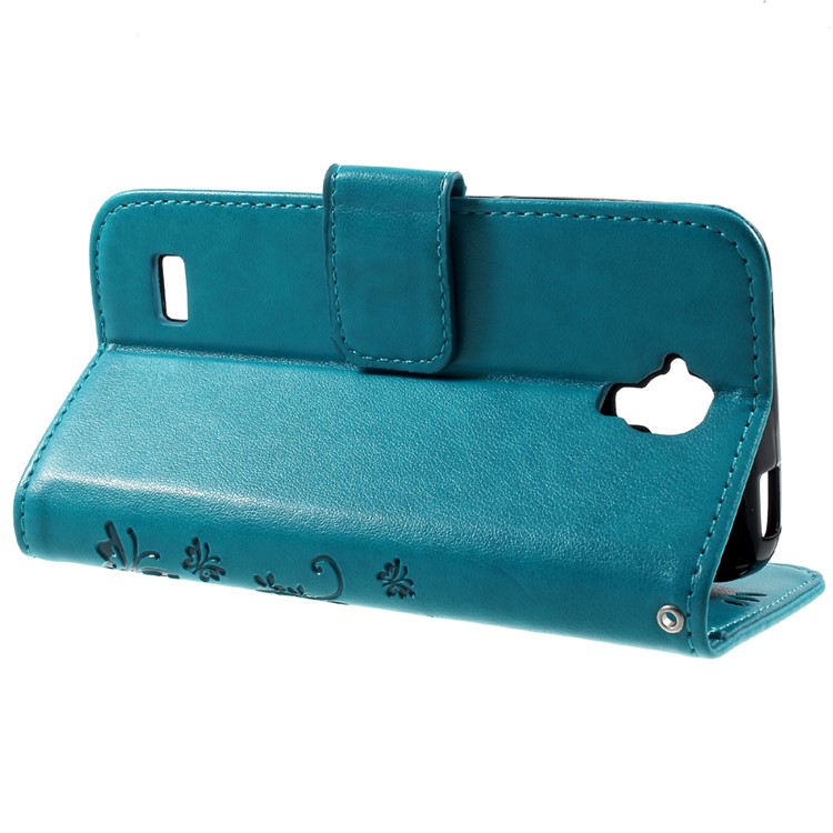 Floral Pattern Leather Wallet Card Slot Cover for Huawei Y5 Y560 - Blue-3