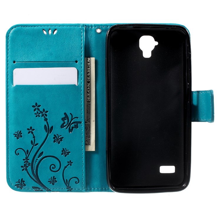 Floral Pattern Leather Wallet Card Slot Cover for Huawei Y5 Y560 - Blue-4