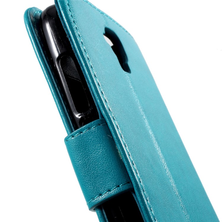 Floral Pattern Leather Wallet Card Slot Cover for Huawei Y5 Y560 - Blue-6