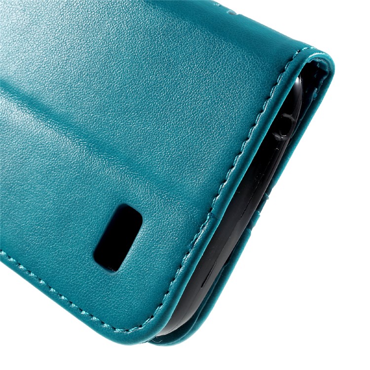 Floral Pattern Leather Wallet Card Slot Cover for Huawei Y5 Y560 - Blue-7