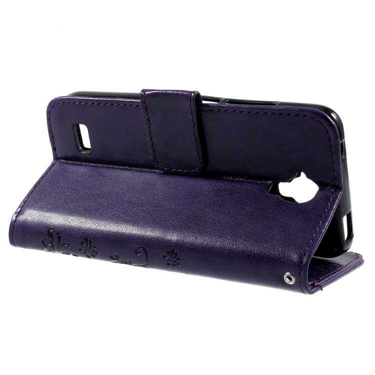 Floral Pattern PU Leather Flip Case Cover for Huawei Y5 Y560 - Purple-3