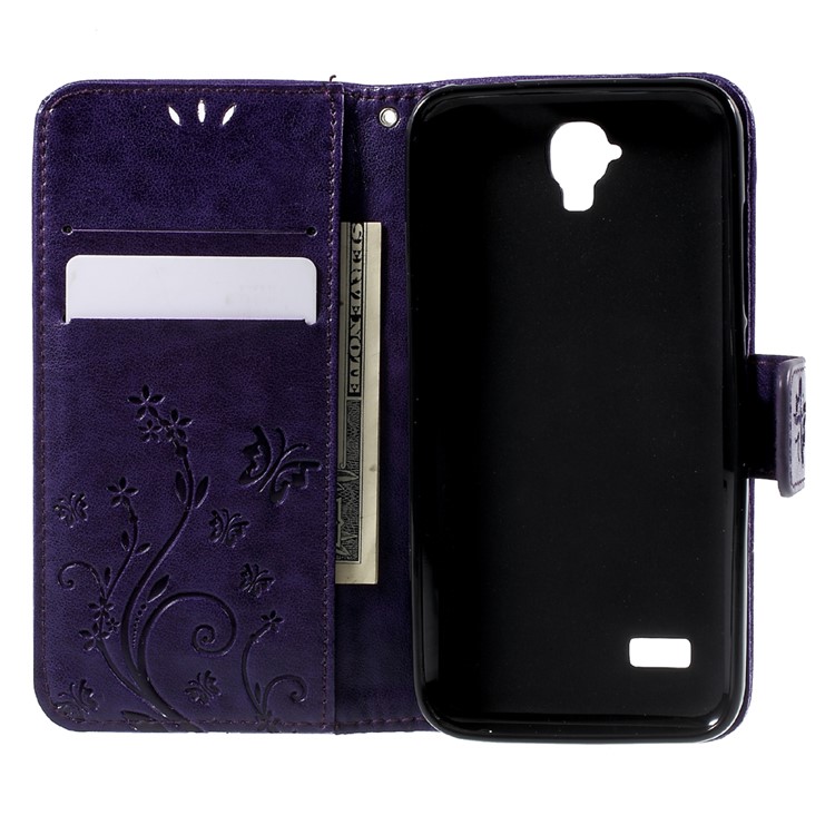 Floral Pattern PU Leather Flip Case Cover for Huawei Y5 Y560 - Purple-4