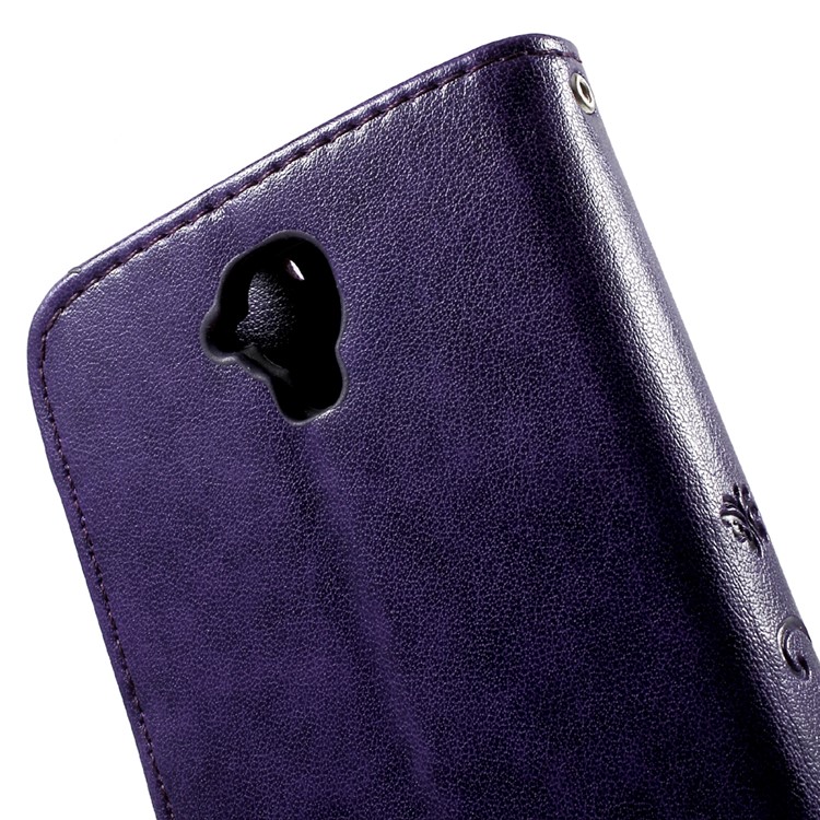 Floral Pattern PU Leather Flip Case Cover for Huawei Y5 Y560 - Purple-5