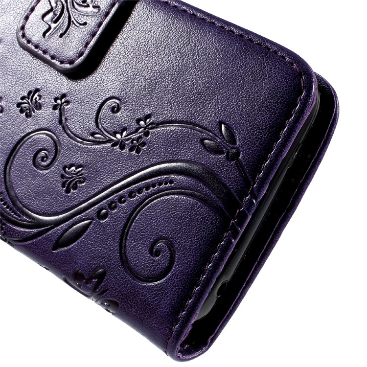 Floral Pattern PU Leather Flip Case Cover for Huawei Y5 Y560 - Purple-6