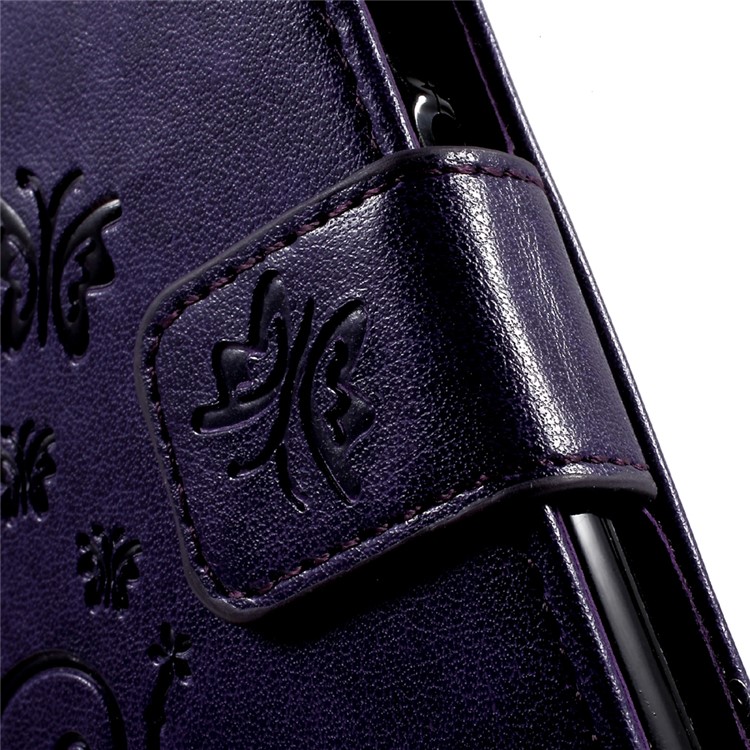 Floral Pattern PU Leather Flip Case Cover for Huawei Y5 Y560 - Purple-7