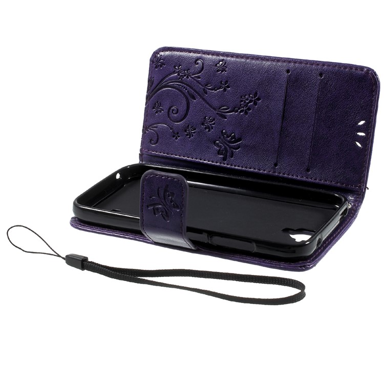 Floral Pattern PU Leather Flip Case Cover for Huawei Y5 Y560 - Purple-8