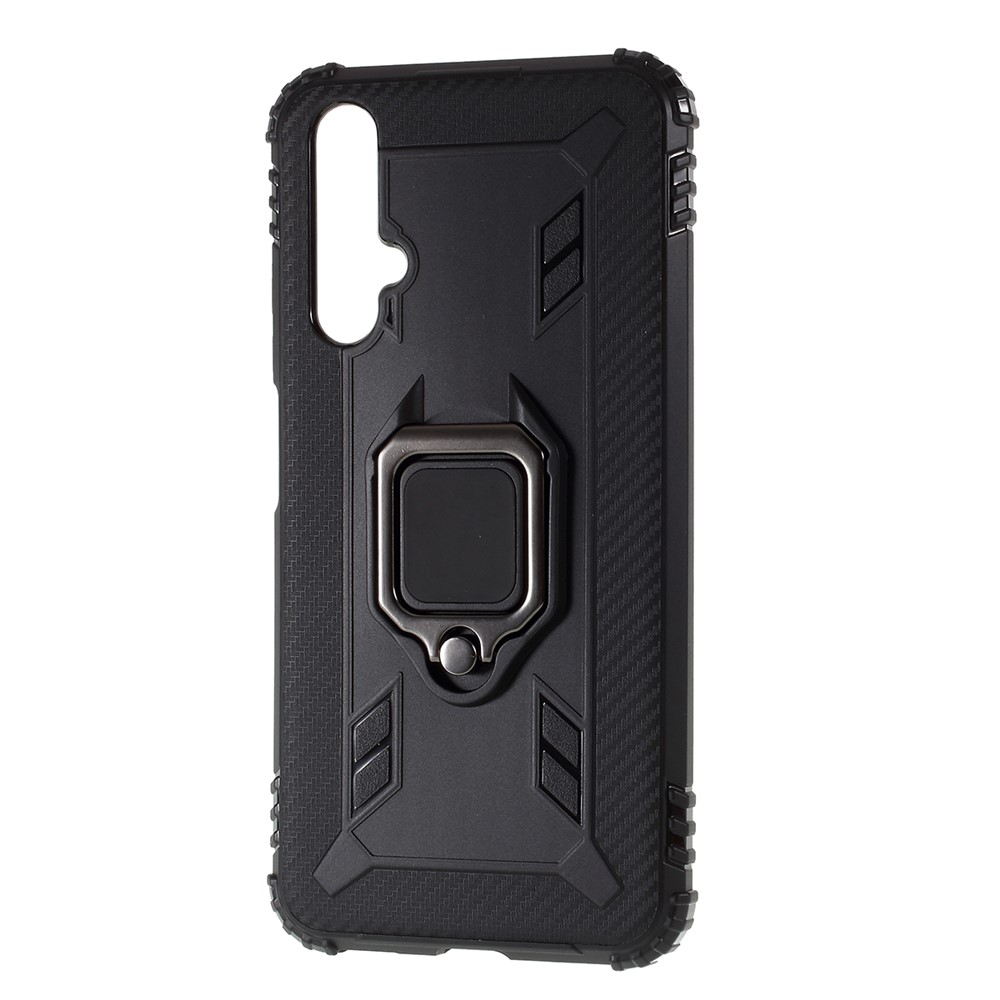 Shockproof TPU Shell with Finger Ring Kickstand for Huawei Honor 20/nova 5T - Black-2