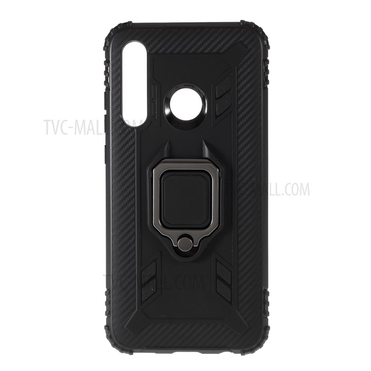 Shockproof TPU Mobile Shell with Finger Ring Kickstand for Huawei P Smart+ 2019/Enjoy 9s - Black-1