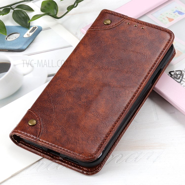 Auto-absorbed Leather Wallet Phone Case for Huawei P40 - Brown-8