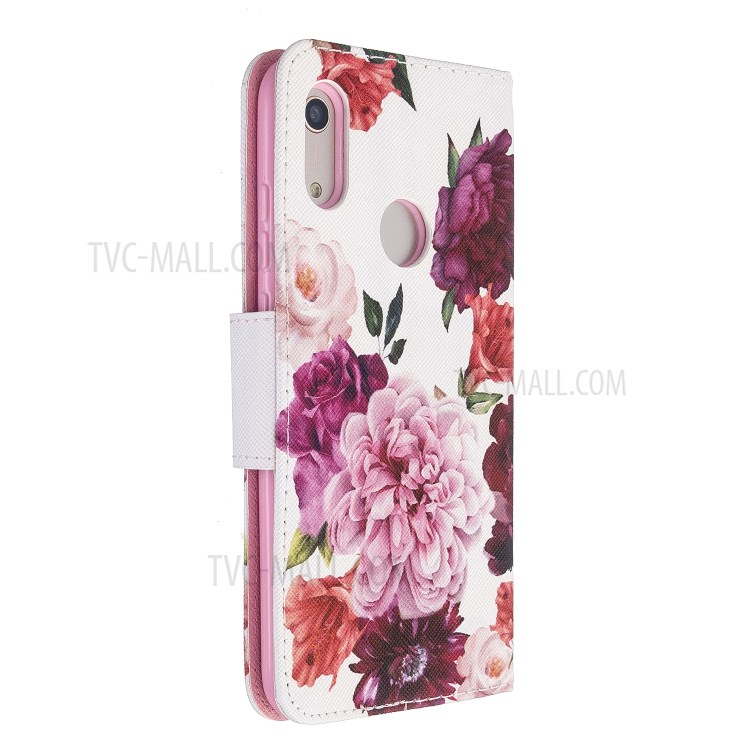 Printing Cross Surface Phone Case for Huawei Y6 (2019, with Fingerprint Sensor)/Y6 Prime (2019)/Y6 Pro (2019)/Honor 8A/Enjoy 9e - Peony-5